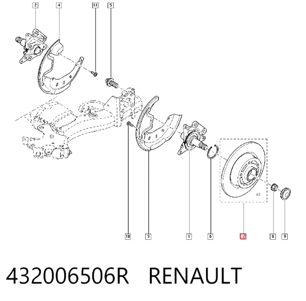 Tarcza hamulcowa tylna 432006506R Renault (RVI)