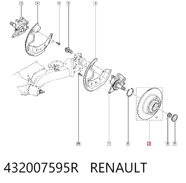 Tarcza hamulcowa tylna 432007595R Renault (RVI)
