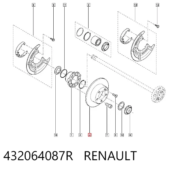 Tarcza hamulcowa tylna 432064087R Renault (RVI)