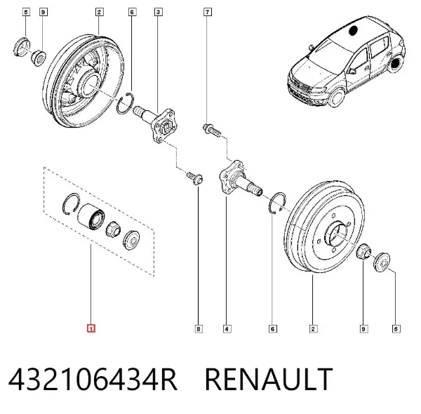 Lożysko piasty tylnej 432106434R Renault (RVI)