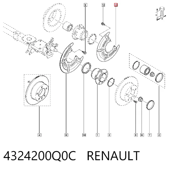 Osłona tarczy hamulcowej tylnej 4324200Q0C Renault (RVI)