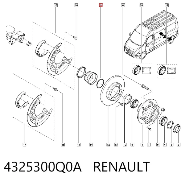 Uszczelniacz piasty tylnej wewnętrzny 4325300Q0A Renault (RVI)