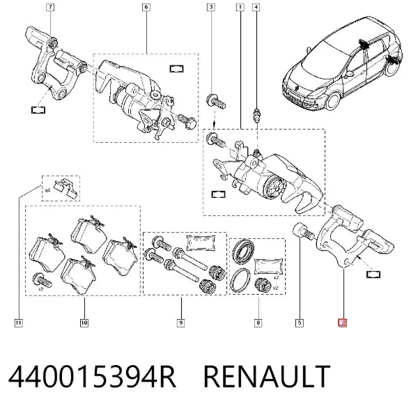 Jarzmo zacisku hamulcowego tylnego 440015394R Renault (RVI)