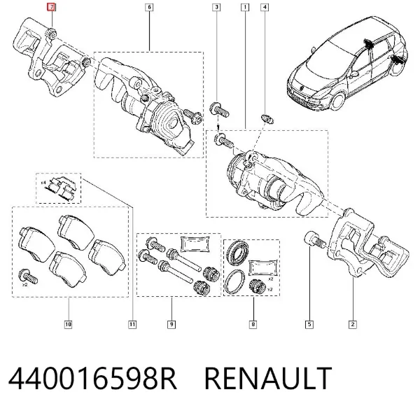 Jarzmo zacisku hamulcowego tylnego 440016598R Renault (RVI)