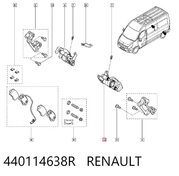 Zacisk hamulcowy tylny lewy 440114638R Renault (RVI)