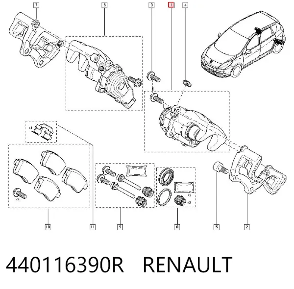 Zacisk hamulcowy tylny lewy 440116390R Renault (RVI)