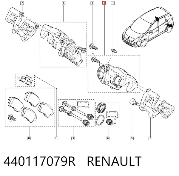 Zacisk hamulcowy tylny lewy 440117079R Renault (RVI)