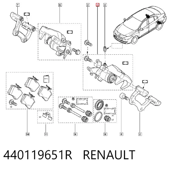 Zacisk hamulcowy tylny lewy 440119651R Renault (RVI)