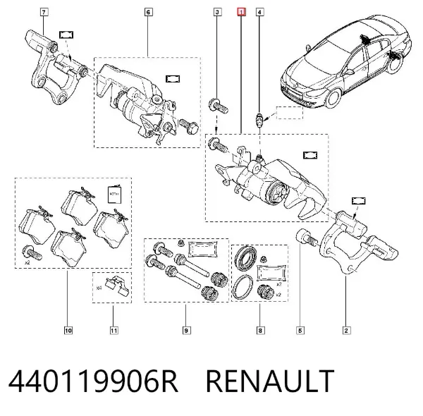 Zacisk hamulcowy tylny prawy 440119906R Renault (RVI)