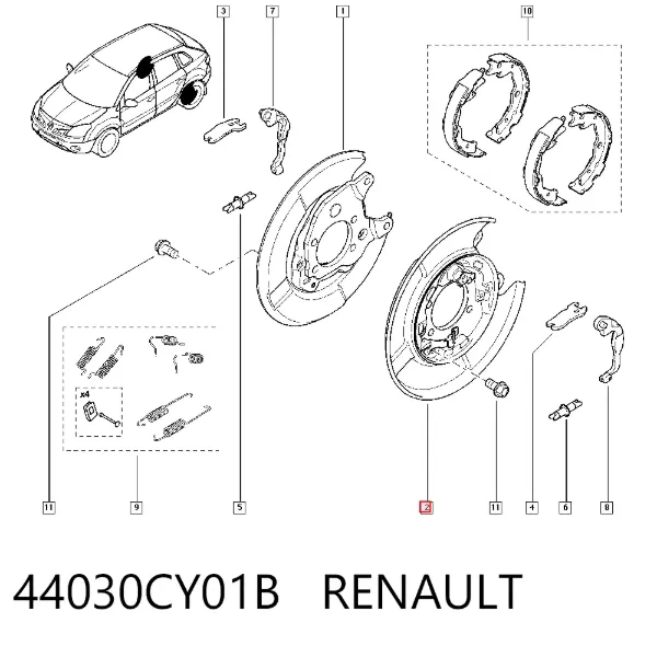 Osłona tarczy hamulcowej tylnej lewa 44030CY01B Renault (RVI)