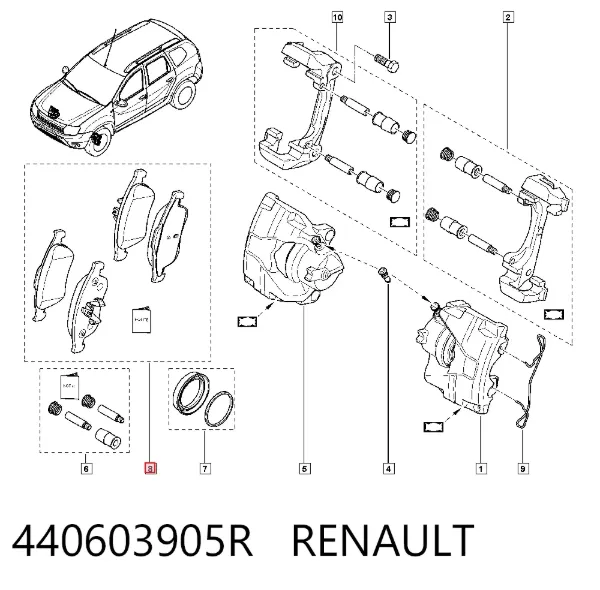 Klocki hamulcowe przednie tarczowe 440603905R Renault (RVI)