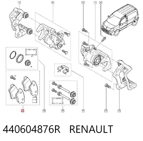 Okładziny (klocki) do hamulców tarczowych tylne 440604876R Renault (RVI)