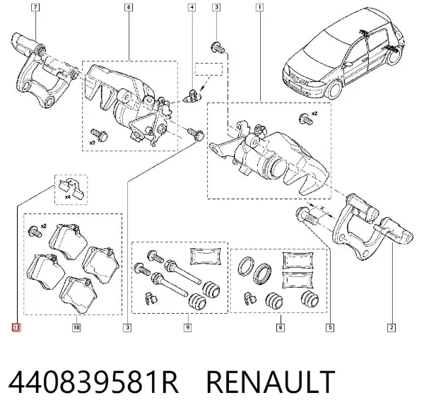 Okładziny (klocki) do hamulców tarczowych tylne 440839581R Renault (RVI)