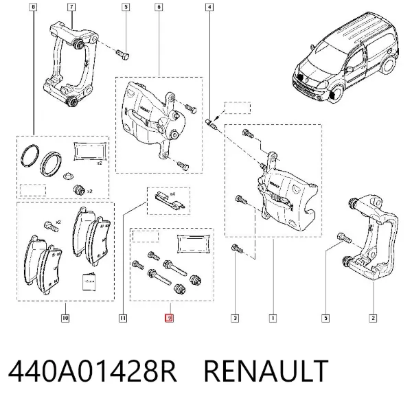 Zestaw naprawczy zacisku hamulcowego przedniego 440A01428R Renault (RVI)