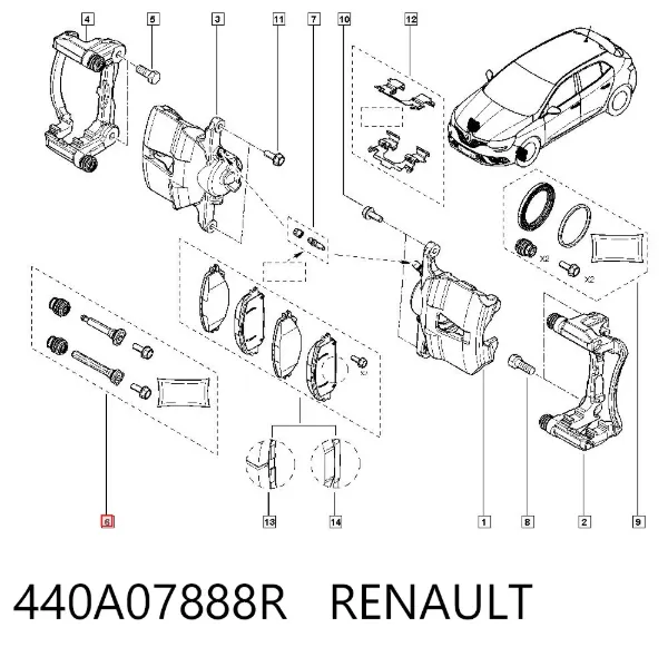 Zestaw naprawczy zacisku hamulcowego tylnego 440A07888R Renault (RVI)