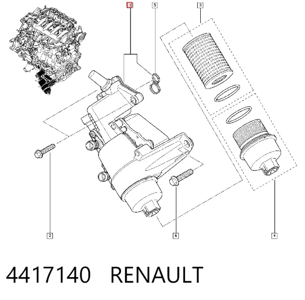 Obudowa filtra oleju 4417140 Renault (RVI)