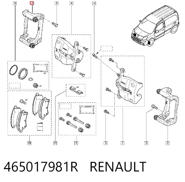 Jarzmo zacisku hamulcowego przedniego 465017981R Renault (RVI)