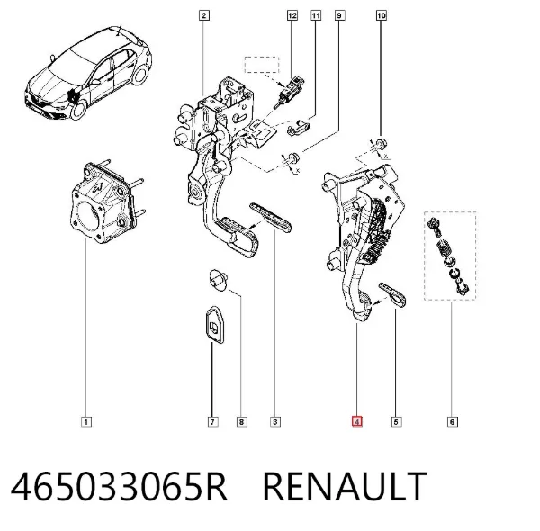 Pedał sprzęgła 465033065R Renault (RVI)