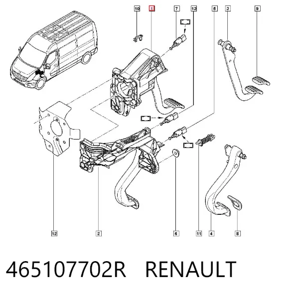Pedał hamulca 465107702R Renault (RVI)
