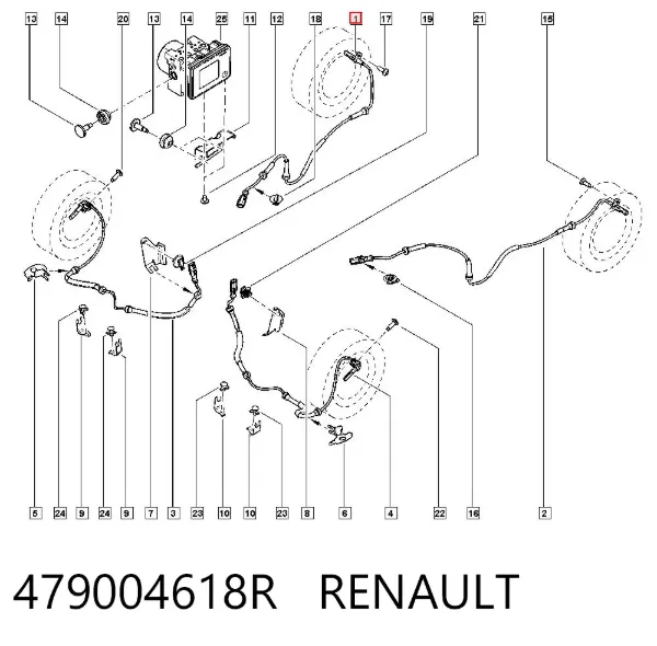Czujnik ABS tylny 479004618R Renault (RVI)
