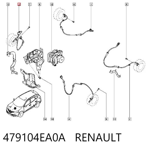 Czujnik ABS przedni 479104EA0A Renault (RVI)