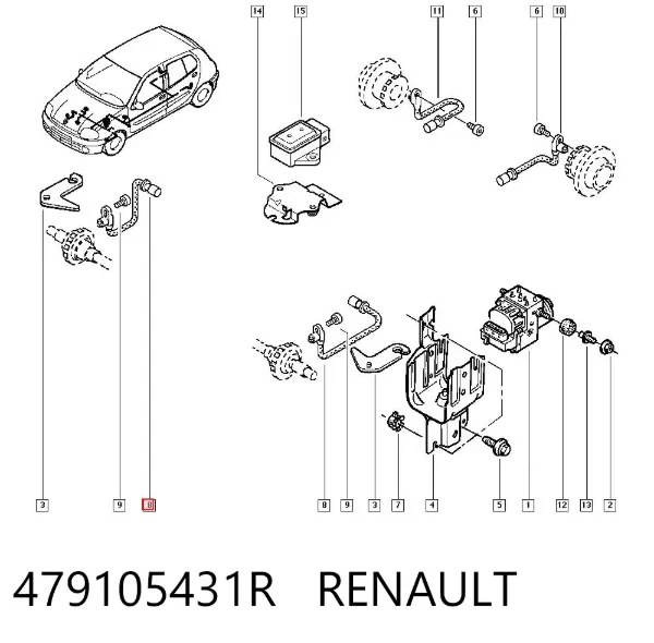 Czujnik ABS przedni 479105431R Renault (RVI)