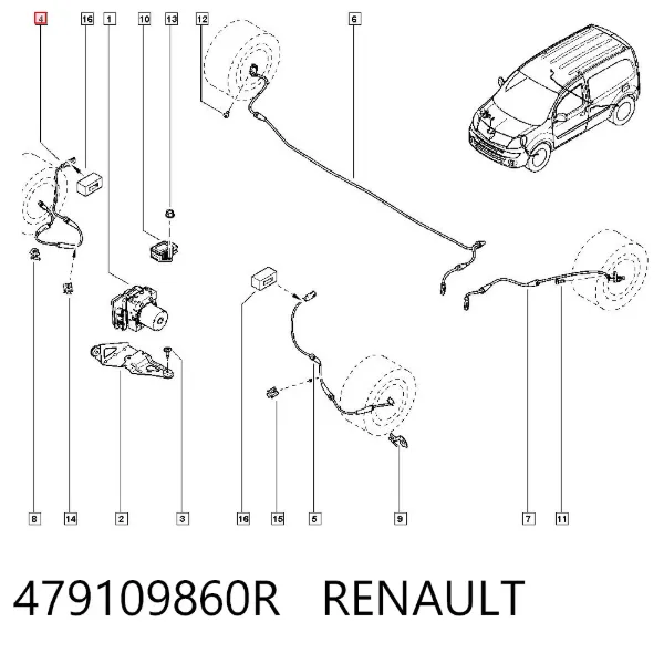 Czujnik ABS przedni 479109860R Renault (RVI)