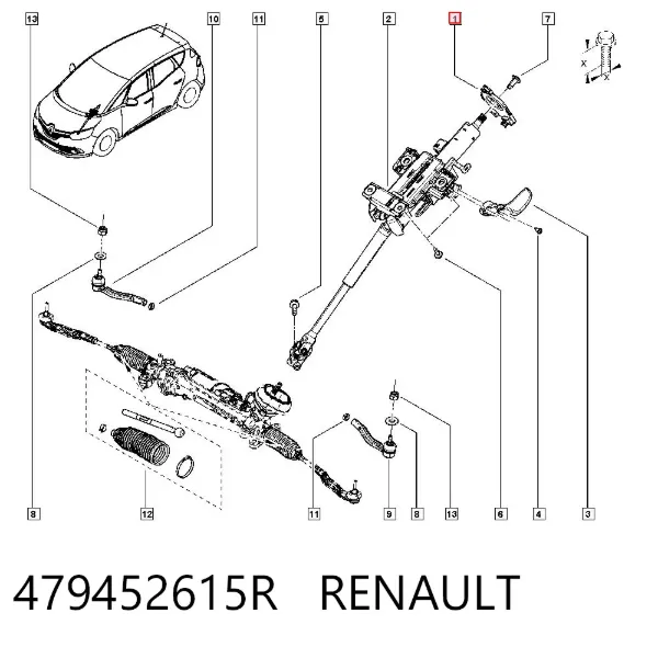 Czujnik kąta skrętu kierownicy 479452615R Renault (RVI)