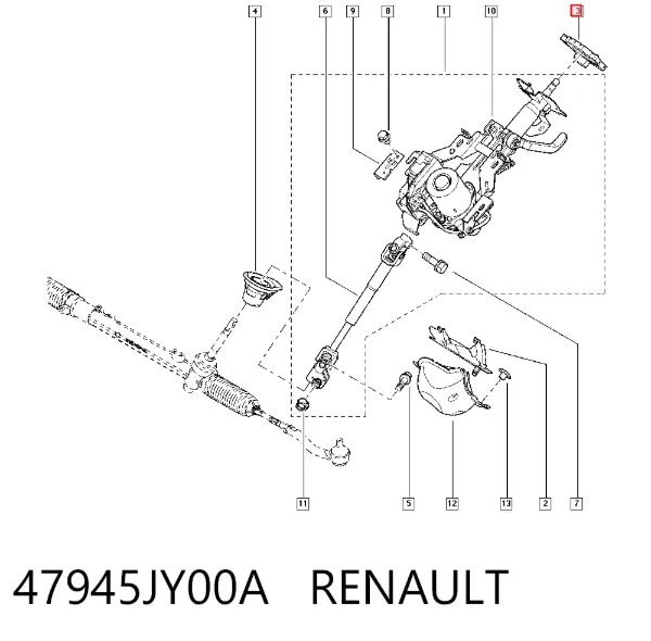 Czujnik kąta skrętu kierownicy 47945JY00A Renault (RVI)