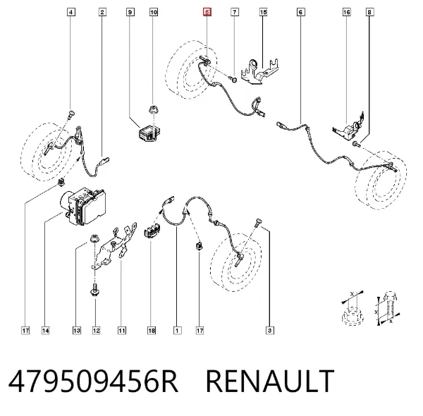 Czujnik ABS tylny 479509456R Renault (RVI)