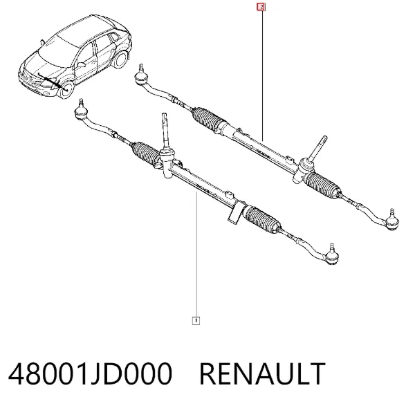 Listwa kierownicza (maglownica) 48001JD000 Renault (RVI)