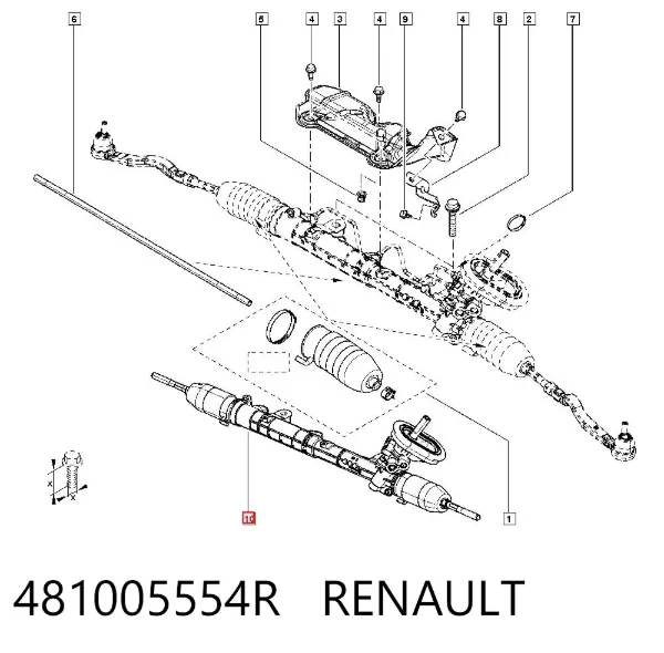 Listwa kierownicza (maglownica) 481005554R Renault (RVI)