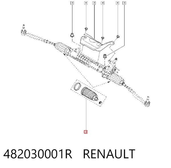 Osłona mechanizmu kierowniczego (maglownicy) 482030001R Renault (RVI)