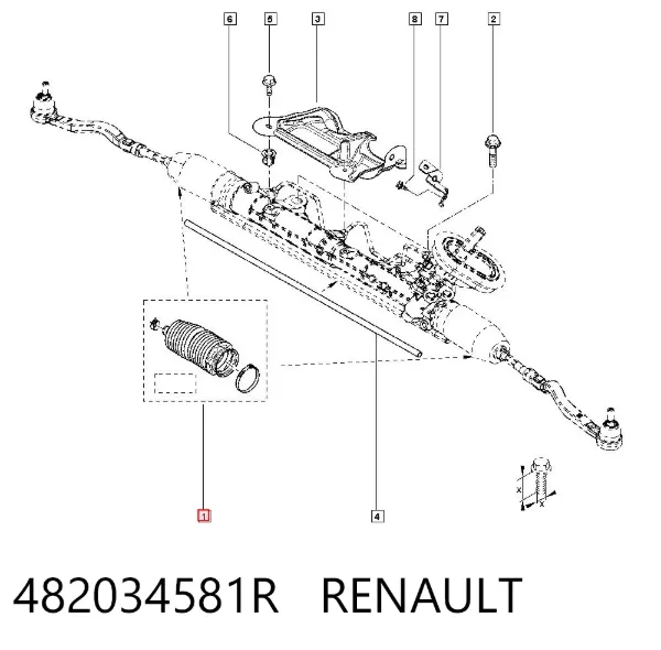 Osłona mechanizmu kierowniczego (maglownicy) 482034581R Renault (RVI)