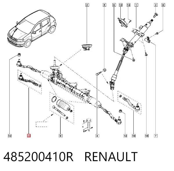 Końcówka drążka kierowniczego zewnętrzna 485200410R Renault (RVI)
