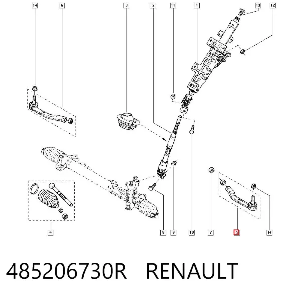 Końcówka drążka kierowniczego zewnętrzna 485206730R Renault (RVI)