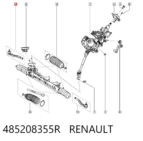 Końcówka drążka kierowniczego zewnętrzna 485208355R Renault (RVI)