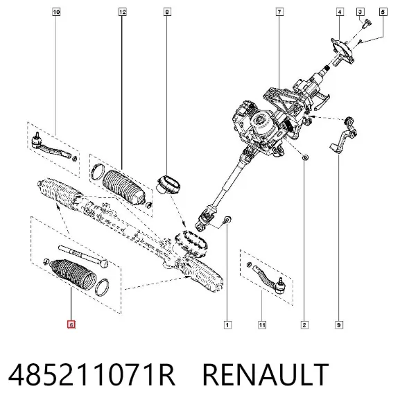 Drążek kierowniczy 485211071R Renault (RVI)