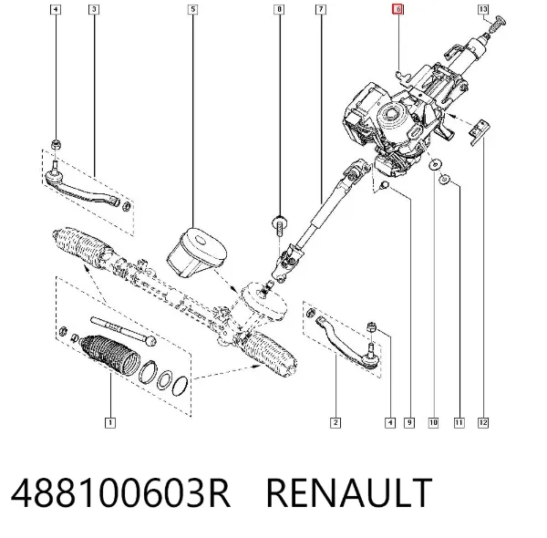 Kolumna (wał) kierownicza (kierownicy) 488100603R Renault (RVI)