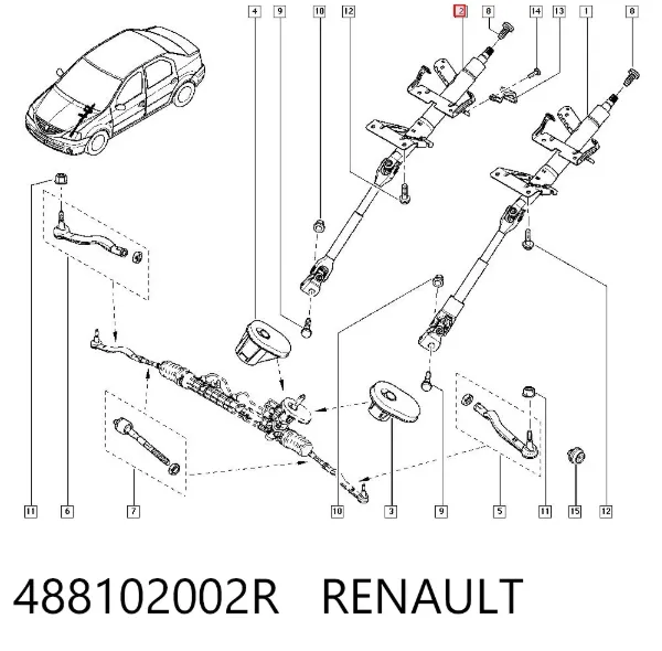 Kolumna (wał) kierownicza (kierownicy) Renault LOGAN I