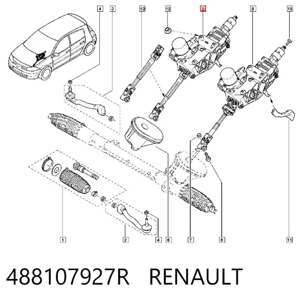Kolumna (wał) kierownicza (kierownicy) 488107927R Renault (RVI)