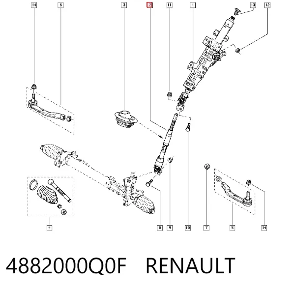 Wał kolumny kierowniczej dolny 4882000Q0F Renault (RVI)