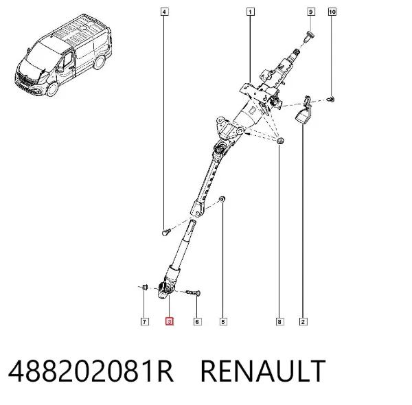 Wał kolumny kierowniczej dolny 488202081R Renault (RVI)