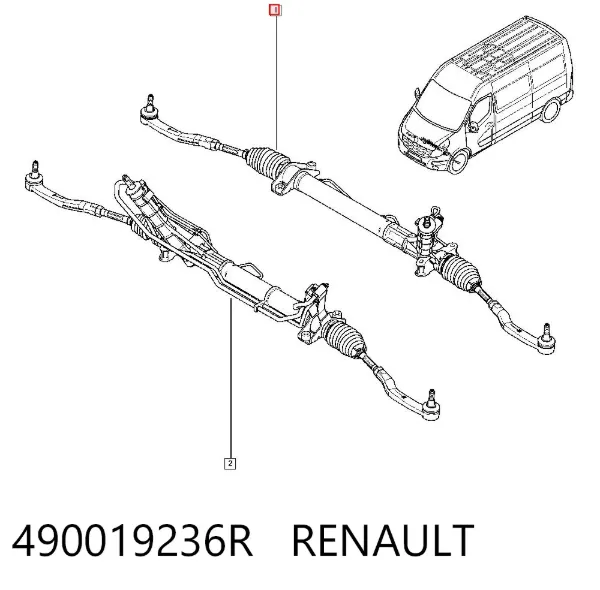 Listwa kierownicza (maglownica) 490019236R Renault (RVI)