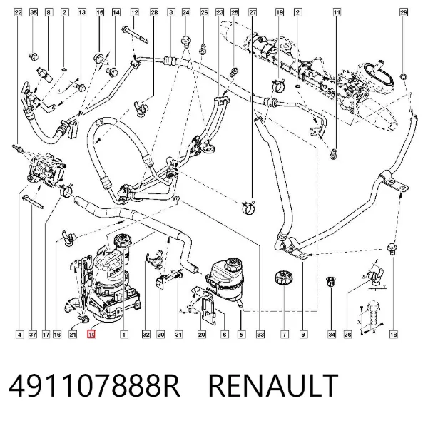 Pompa wspomagania hydraulicznego kierownicy 491107888R Renault (RVI)