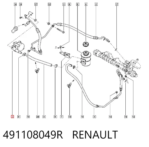 Pompa wspomagania hydraulicznego kierownicy 491108049R Renault (RVI)
