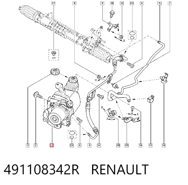 Pompa wspomagania hydraulicznego kierownicy 491108342R Renault (RVI)