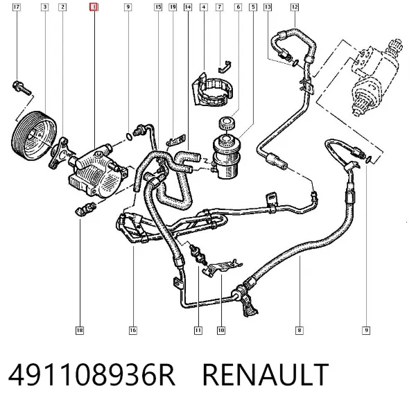 Pompa wspomagania hydraulicznego kierownicy 491108936R Renault (RVI)