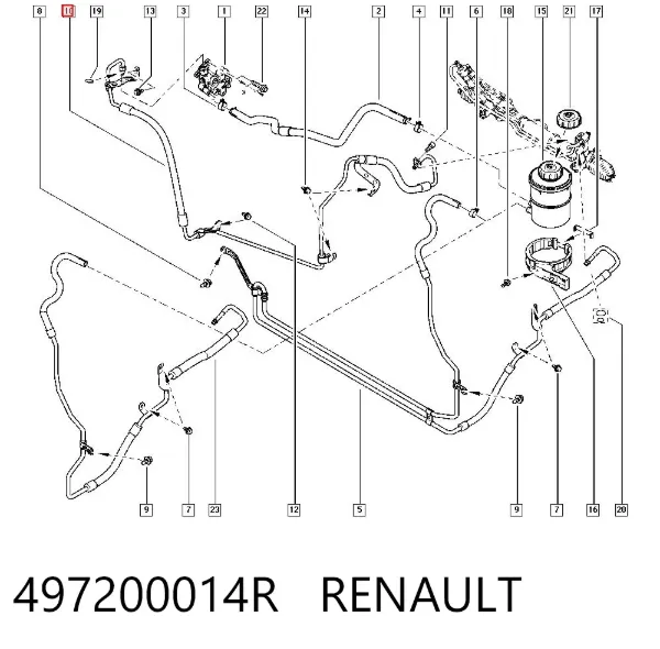 Przewód hydraulicznego układu wspomagania wysokiego ciśnienia, od pompy do maglownicy (mechanizmu) 497200014R Renault (RVI)