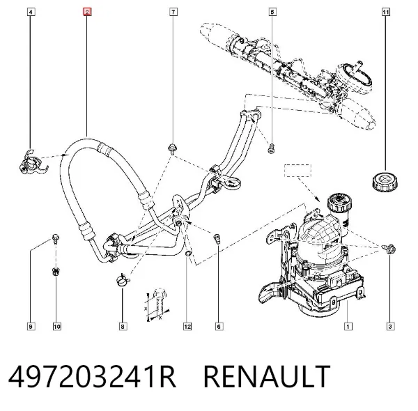 Przewód hydraulicznego układu wspomagania wysokiego ciśnienia, od pompy do maglownicy (mechanizmu) 497203241R Renault (RVI)